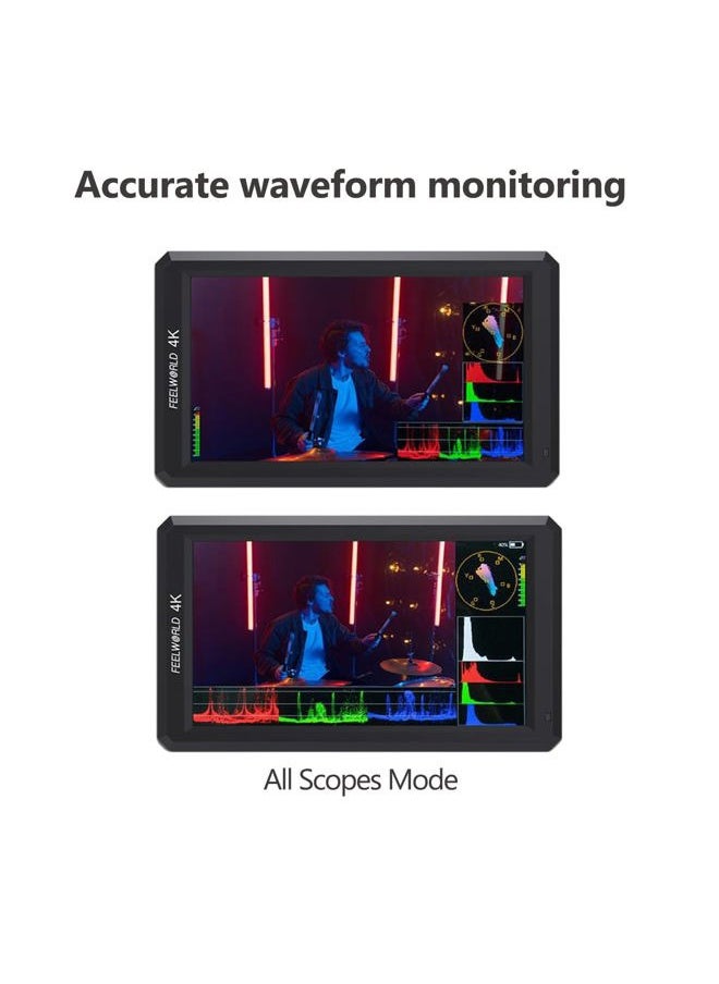 F6 On Camera Monitor Bundle 6 Inch Video Assit Monitor,4K HDMI Filed Monitor with with All Waveform,3D Lut Load (Include Battery，Micro&Mini hdmi Cords，Carry Case