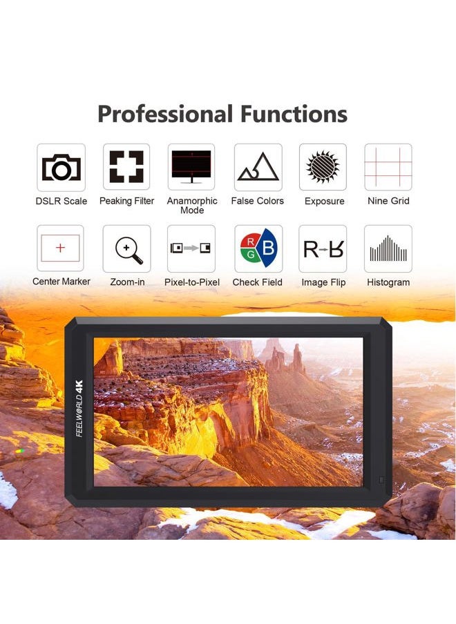 F6 On Camera Monitor Bundle 6 Inch Video Assit Monitor,4K HDMI Filed Monitor with with All Waveform,3D Lut Load (Include Battery，Micro&Mini hdmi Cords，Carry Case