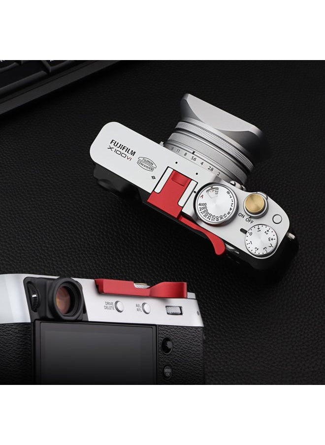THB-X2R Metal Hot Shoe Thumb Up Rest Hand Grip for Fujifilm X100VI Fuji X100V Camera Red