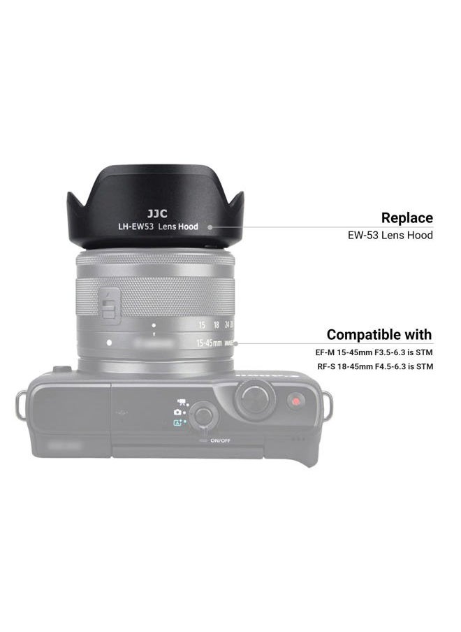 Reversible Lens Hood for Canon EF-M 15-45mm F3.5-6.3 is STM and RF-S 18-45mm F4.5-6.3 is STM Lens on EOS R100 R50 R10 R7 M50 M6 Mark II M200 M100 M50 Mark II, Replace Canon EW-53 Lens Hood