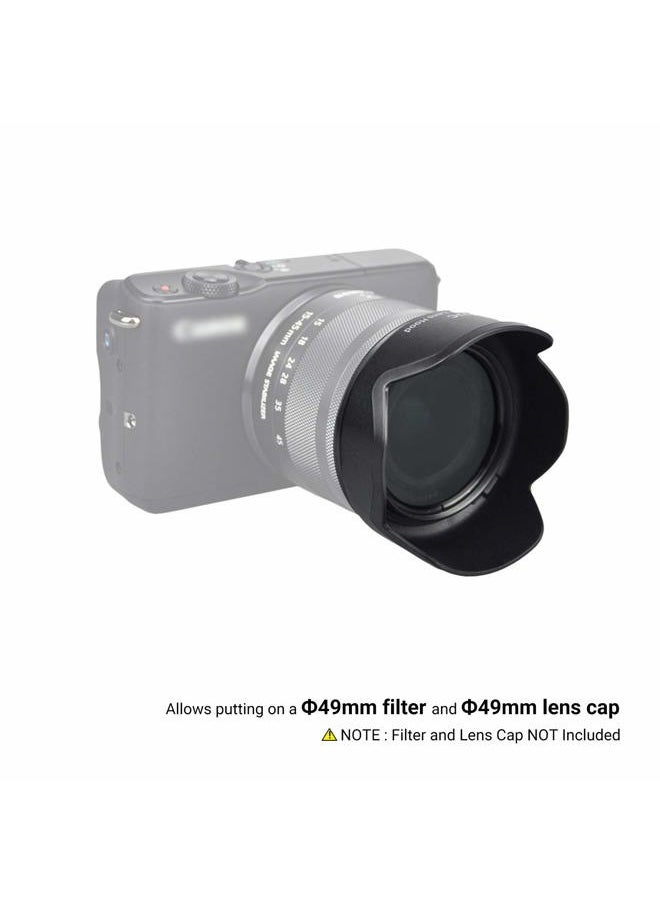 Reversible Lens Hood for Canon EF-M 15-45mm F3.5-6.3 is STM and RF-S 18-45mm F4.5-6.3 is STM Lens on EOS R100 R50 R10 R7 M50 M6 Mark II M200 M100 M50 Mark II, Replace Canon EW-53 Lens Hood