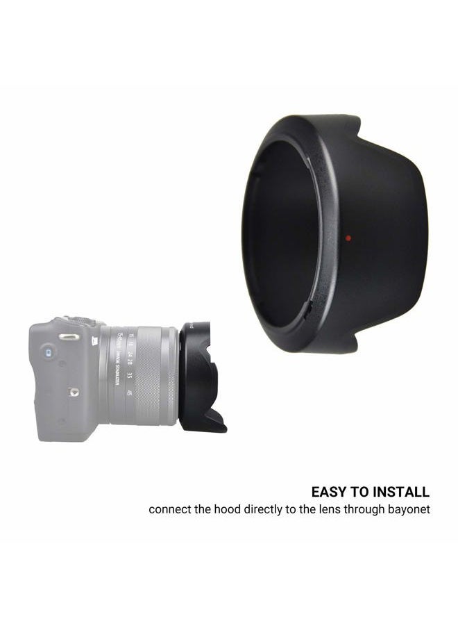Reversible Lens Hood for Canon EF-M 15-45mm F3.5-6.3 is STM and RF-S 18-45mm F4.5-6.3 is STM Lens on EOS R100 R50 R10 R7 M50 M6 Mark II M200 M100 M50 Mark II, Replace Canon EW-53 Lens Hood