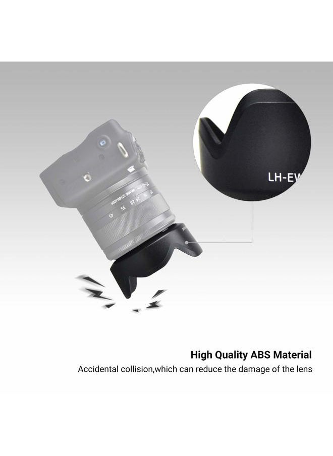 Reversible Lens Hood for Canon EF-M 15-45mm F3.5-6.3 is STM and RF-S 18-45mm F4.5-6.3 is STM Lens on EOS R100 R50 R10 R7 M50 M6 Mark II M200 M100 M50 Mark II, Replace Canon EW-53 Lens Hood