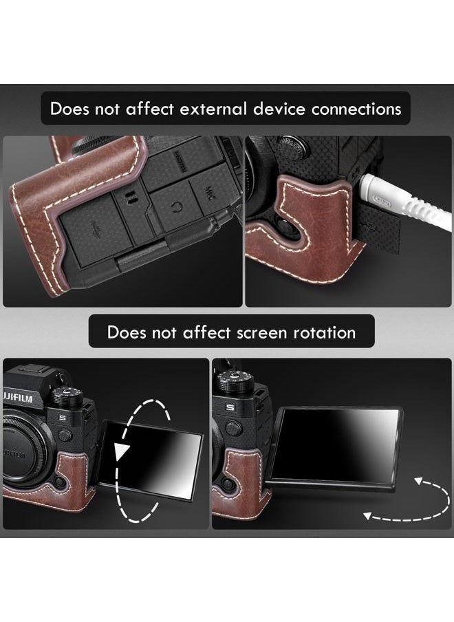 X-H2S/ X-H2 Case - Quality PU Leather Half Case for Fujifilm XH2S/ XH2 Digital Camera - Body Protective Grip Case for Fuji XH2s XH2 - Coffee
