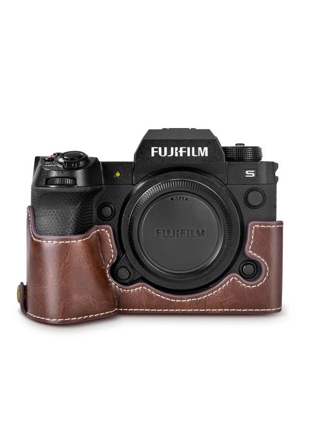 X-H2S/ X-H2 Case - Quality PU Leather Half Case for Fujifilm XH2S/ XH2 Digital Camera - Body Protective Grip Case for Fuji XH2s XH2 - Coffee