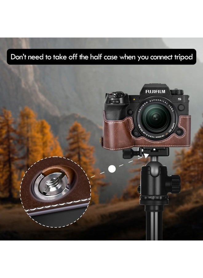X-H2S/ X-H2 Case - Quality PU Leather Half Case for Fujifilm XH2S/ XH2 Digital Camera - Body Protective Grip Case for Fuji XH2s XH2 - Coffee