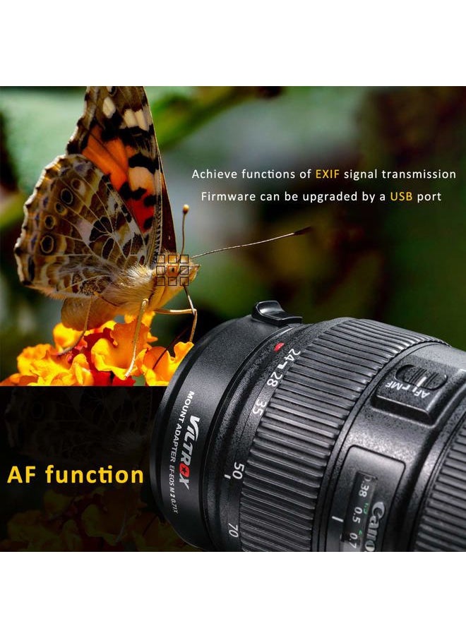 EF-EOS M2 Auto Focus Lens Adapter 0.71x Reducer Speed Booster for Canon EF Mount Lens to Canon EF-M Mount Mirrorless Camera EOS M M2 M3 M5 M6 M10 M50 M100