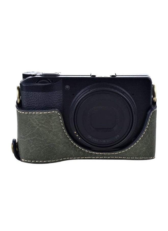 Ricoh GR III Case - Vintage PU Leather Camera Case for Ricoh GR III GRIII GR3 DSLR Camera - Protective Case with Strap - Green