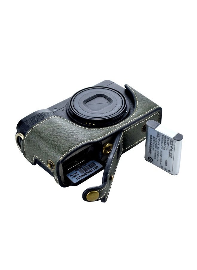 Ricoh GR III Case - Vintage PU Leather Camera Case for Ricoh GR III GRIII GR3 DSLR Camera - Protective Case with Strap - Green