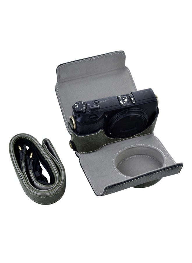 Ricoh GR III Case - Vintage PU Leather Camera Case for Ricoh GR III GRIII GR3 DSLR Camera - Protective Case with Strap - Green