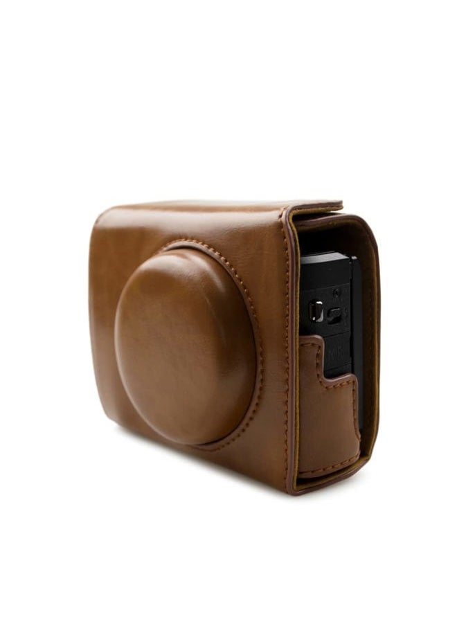 G7X II G7X III Case - Vintage Leather Camera Case for Canon PowerShot G7 X Mark II/G7 X Mark III - Protective Case with Strap, Brown