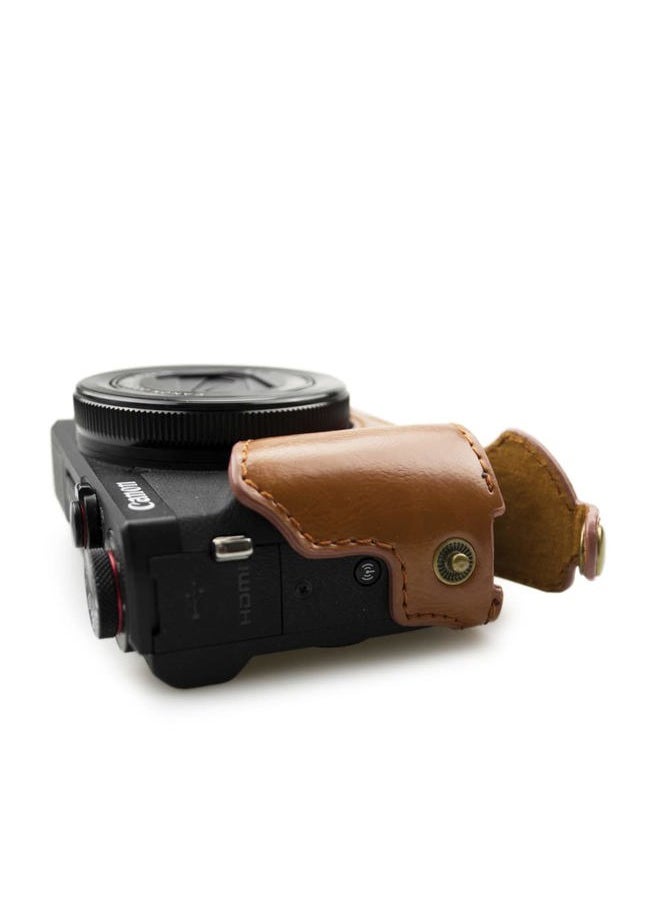 G7X II G7X III Case - Vintage Leather Camera Case for Canon PowerShot G7 X Mark II/G7 X Mark III - Protective Case with Strap, Brown