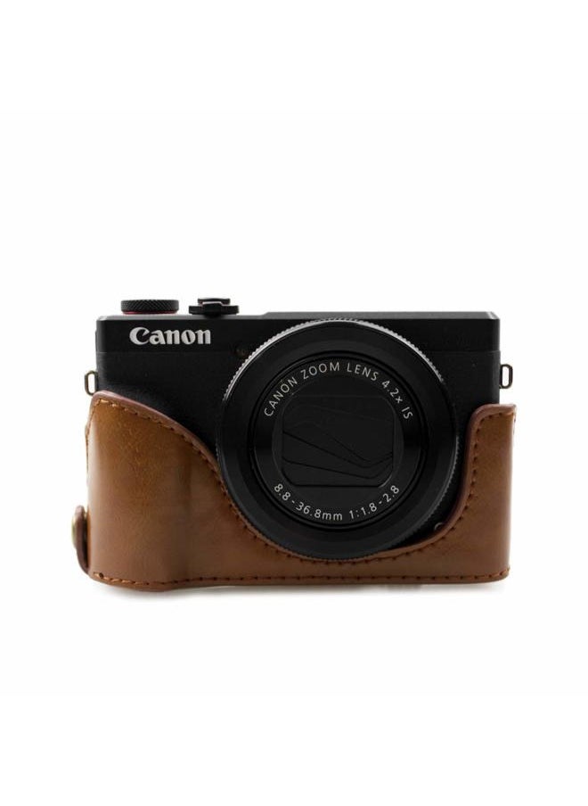 G7X II G7X III Case - Vintage Leather Camera Case for Canon PowerShot G7 X Mark II/G7 X Mark III - Protective Case with Strap, Brown
