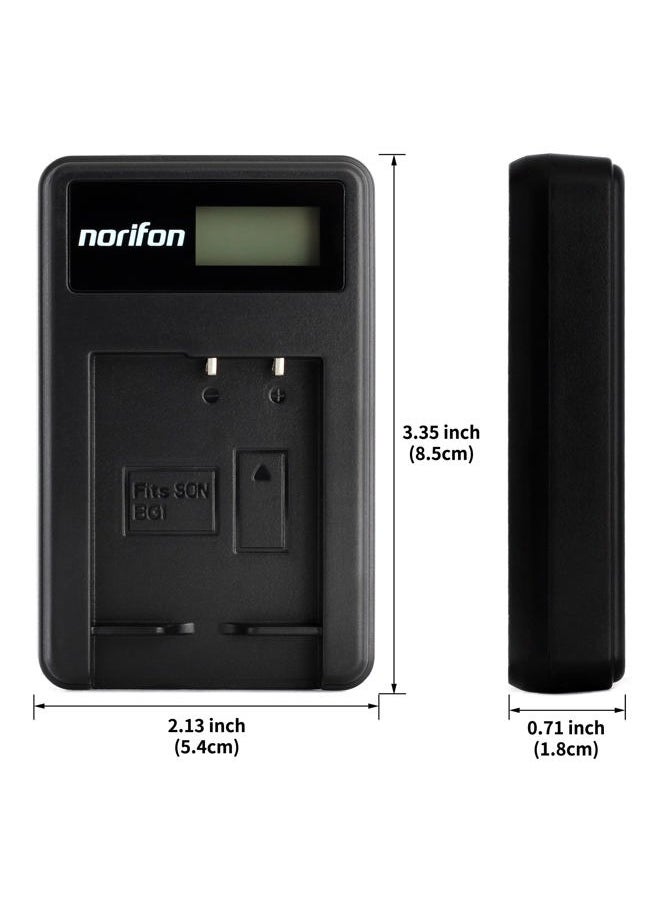 NP-BG1 LCD USB Charger for Sony Cyber-Shot DSC-H50 DSC-H55 DSC-H70 DSC-H90 DSC-HX30V DSC-HX5V DSC-HX7V DSC-HX9V DSC-W150 DSC-W290 DSC-W230 DSC-W220 DSC-W200-W300 DSC-W50 Camera and More Black