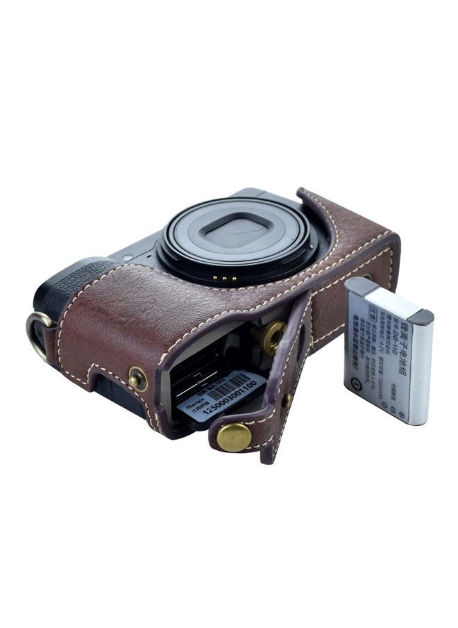 Ricoh GR III/GR IIIx Case - Vintage PU Leather Camera Case for Ricoh GR IIIx GR III GRIII GR3 DSLR Camera - Protective Case with Strap - Coffee