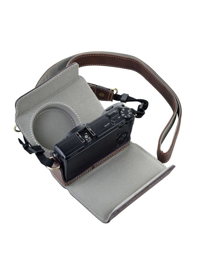 Ricoh GR III/GR IIIx Case - Vintage PU Leather Camera Case for Ricoh GR IIIx GR III GRIII GR3 DSLR Camera - Protective Case with Strap - Coffee