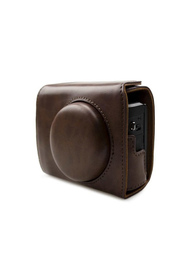 Leather Camera Case for Canon G7 X Mark II/III - Vintage, Protective with Strap, Coffee Beauty Case