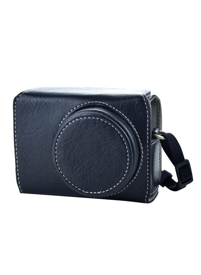 Ricoh GR III/GR IIIx Vintage PU Leather Camera Case - Protective With Strap for GRIII GR3 DSLR - Black