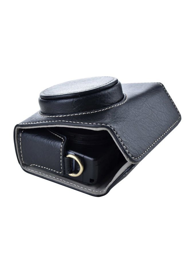 Ricoh GR III/GR IIIx Vintage PU Leather Camera Case - Protective With Strap for GRIII GR3 DSLR - Black