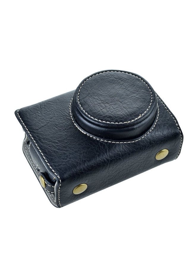 Ricoh GR III/GR IIIx Vintage PU Leather Camera Case - Protective With Strap for GRIII GR3 DSLR - Black