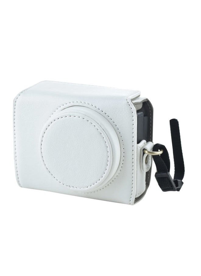 ZV1 Case - Vintage PU Leather Camera Case for Sony ZV1 - Protective Case with Strap, White