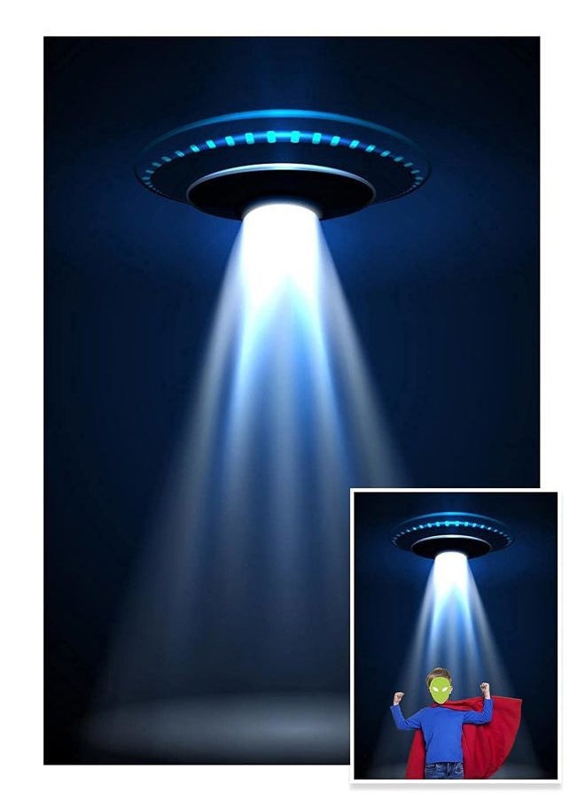 3x5ft UFO Backdrop Flying Saucer Photography Background Science Fiction Alien Invasion Spacecraft Kid Boy Child Artistic Portrait Photo Shoot Studio Props Video Drop Vinyl Wallpaper Drape