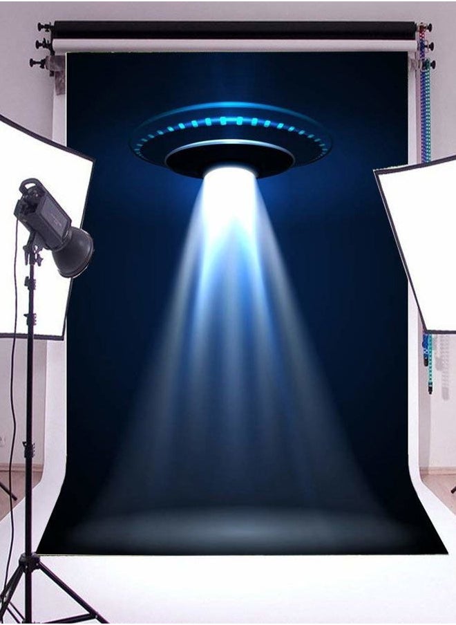3x5ft UFO Backdrop Flying Saucer Photography Background Science Fiction Alien Invasion Spacecraft Kid Boy Child Artistic Portrait Photo Shoot Studio Props Video Drop Vinyl Wallpaper Drape