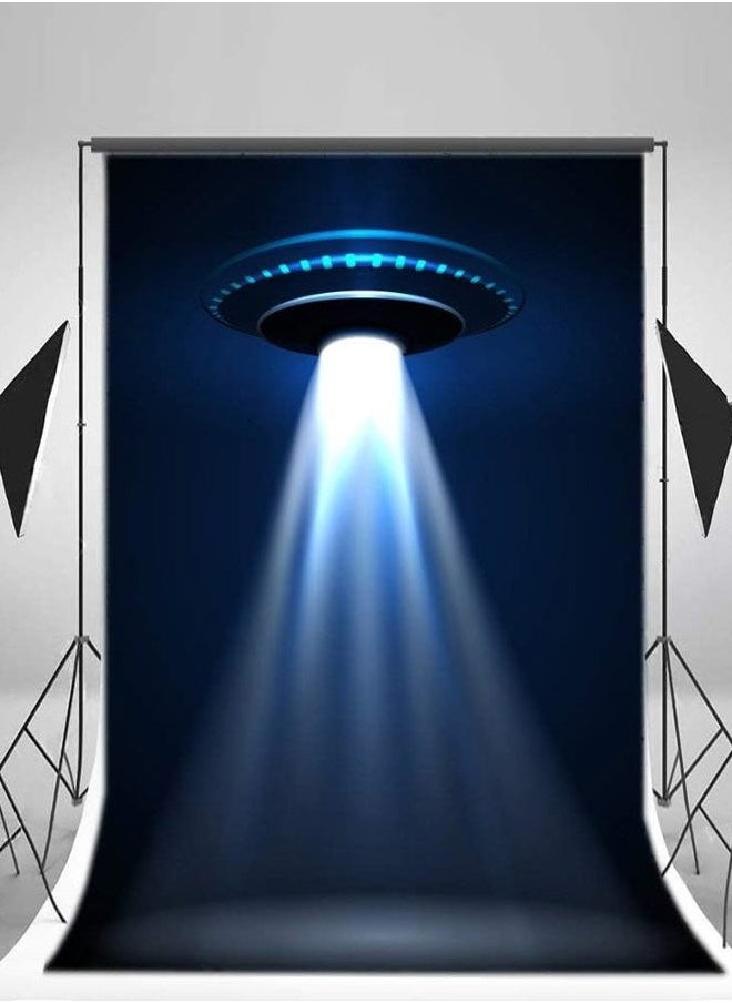 3x5ft UFO Backdrop Flying Saucer Photography Background Science Fiction Alien Invasion Spacecraft Kid Boy Child Artistic Portrait Photo Shoot Studio Props Video Drop Vinyl Wallpaper Drape