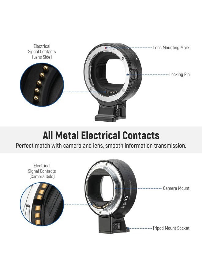 EF to EOS R Mount Adapter, EF/EF-S Lens to RF Mount Camera Autofocus Converter Ring Compatible with Canon EOS R Ra RP R6 Mark II R6 R5 R3 R7 R10 R8 R50, Max Load: 4.4lb/2kg, NW-EF-EOSR