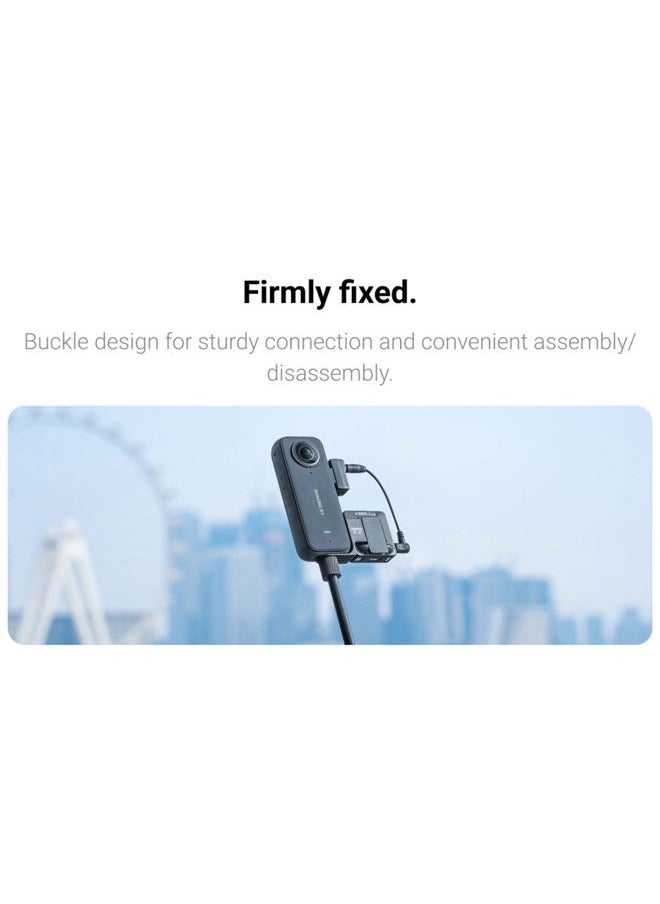 insta360 X3 Mic Adapter, External Microphone Adapter Camera,Type-C and 3.5mm Audio Ports Support Charging While Recording Black