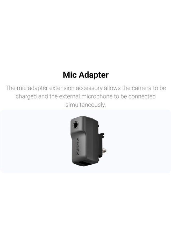 insta360 X3 Mic Adapter, External Microphone Adapter Camera,Type-C and 3.5mm Audio Ports Support Charging While Recording Black