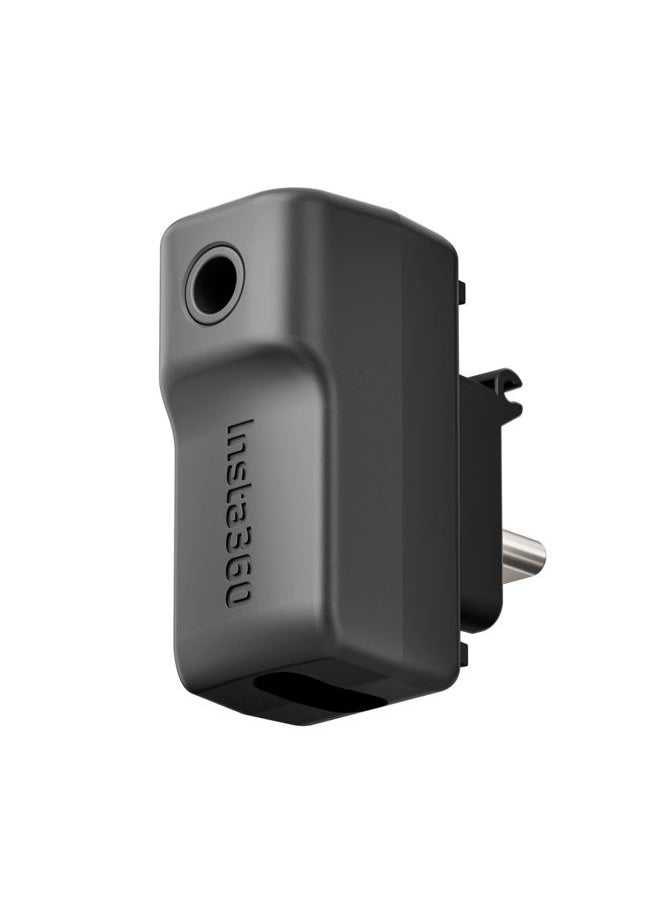 insta360 X3 Mic Adapter, External Microphone Adapter Camera,Type-C and 3.5mm Audio Ports Support Charging While Recording Black