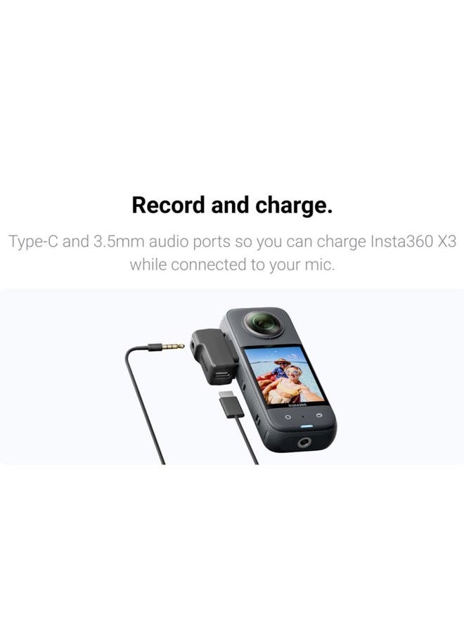 insta360 X3 Mic Adapter, External Microphone Adapter Camera,Type-C and 3.5mm Audio Ports Support Charging While Recording Black