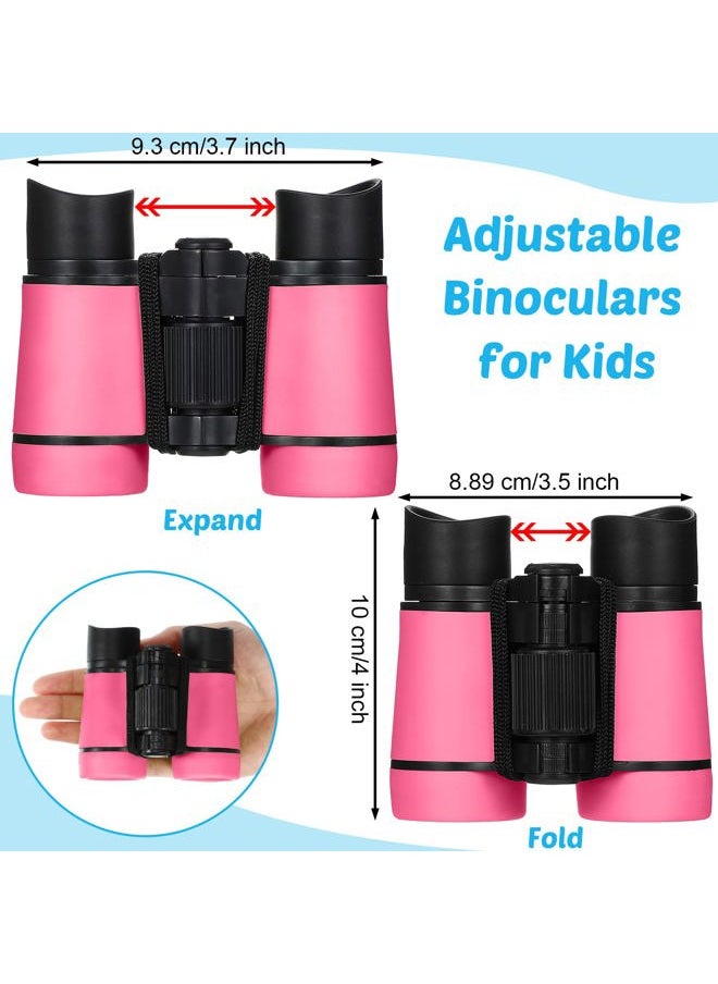 4 Set Kids Binoculars Children Colorful Real Binoculars Set Shockproof High Resolution Binoculars with Magnifying Glass and Compass for Bird Watching Hunting Hiking Outdoor Exploring (Bright Color)