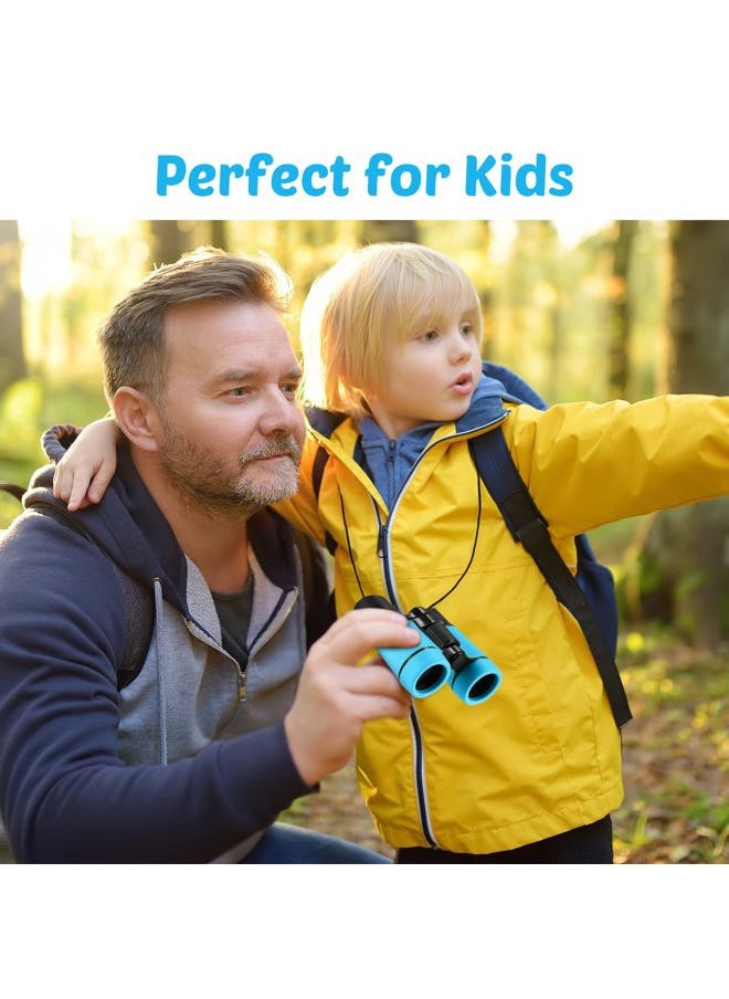 4 Set Kids Binoculars Children Colorful Real Binoculars Set Shockproof High Resolution Binoculars with Magnifying Glass and Compass for Bird Watching Hunting Hiking Outdoor Exploring (Bright Color)