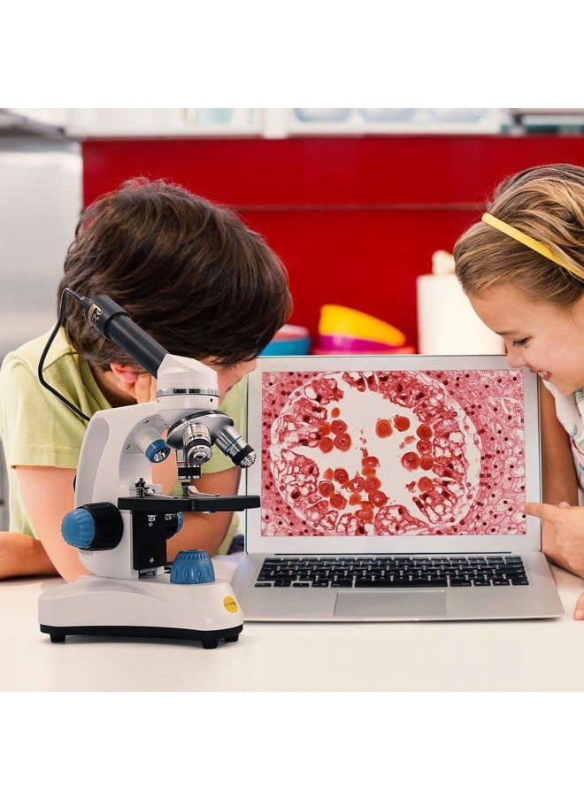 Microscope SW150,Compound Student Microscope,40X-1000X,Monocular Head,Coarse & Fine Focusing,Dual Illumination,Cordless-Capable with Eyepiece Camera and Software Windows and Mac Compatible