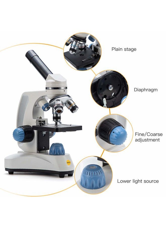 Microscope SW150,Compound Student Microscope,40X-1000X,Monocular Head,Coarse & Fine Focusing,Dual Illumination,Cordless-Capable with Eyepiece Camera and Software Windows and Mac Compatible