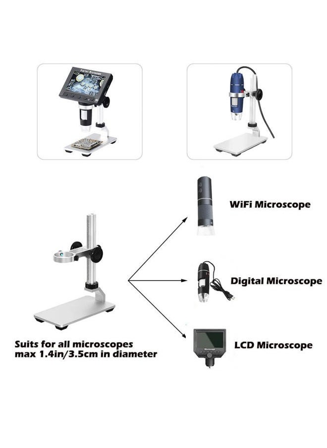 Universal Microscope Stand Pro, Stable Professional Aluminum Alloy Scope Base Holder Support Bracket for Max Diameter 1.4
