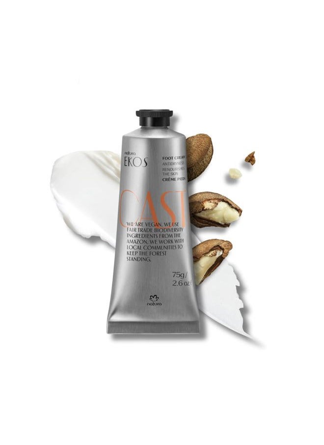Ekos Castanha Nourishing Foot Cream - Nourish & Soothe Dry Skin - Fast Absorbing - With Brazil Nut Oil to Deeply Moisturize - Vegan & Cruelty-Free - 2.6 oz (75g)