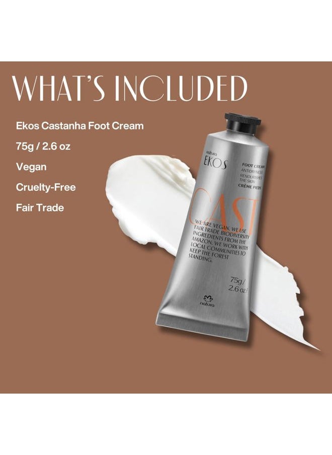 Ekos Castanha Nourishing Foot Cream - Nourish & Soothe Dry Skin - Fast Absorbing - With Brazil Nut Oil to Deeply Moisturize - Vegan & Cruelty-Free - 2.6 oz (75g)