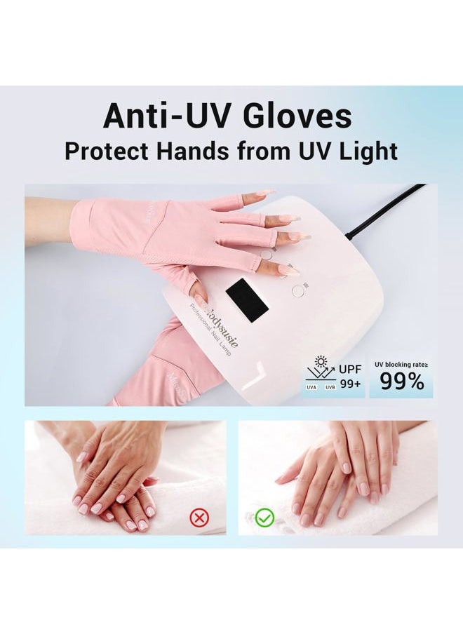 Premium UV Protection Gloves for Nails - UPF99+ Fingertip Protection, Ultra Cool Feeling Fabric, Anti UV Nail Art Gloves