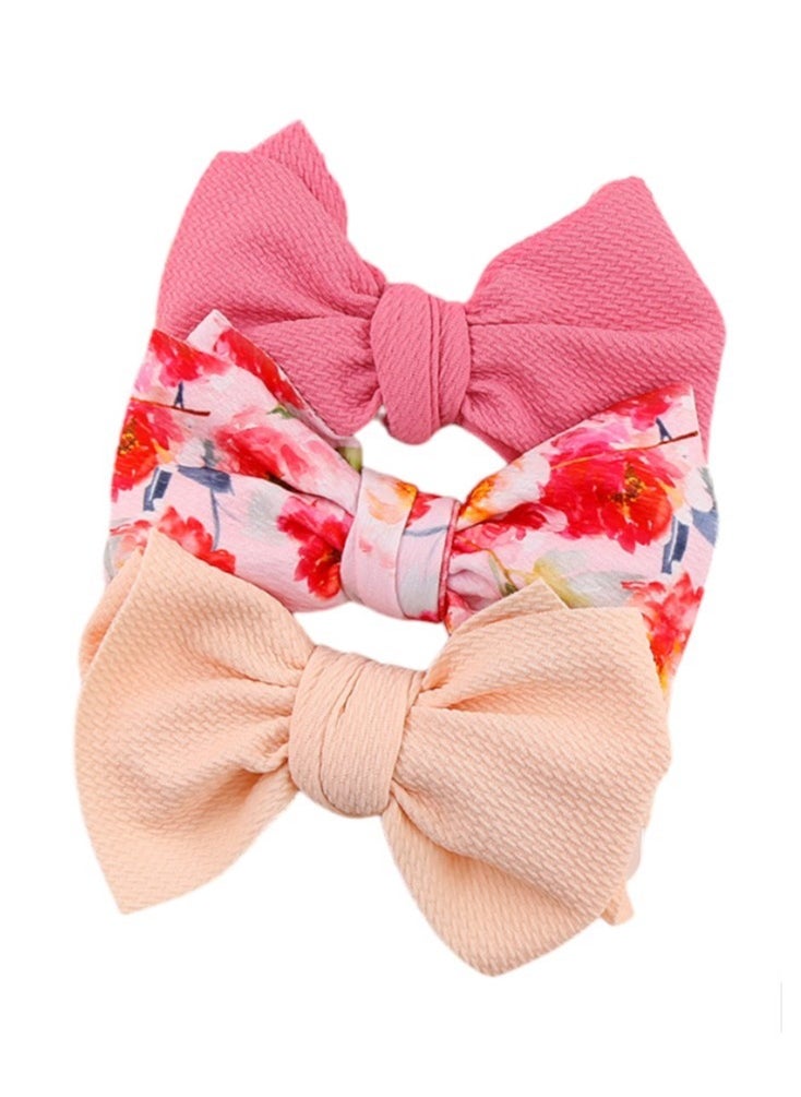 Bambimici - Mira Assorted Big Ribbon Bow Headband for Babies - Baby Pink Floral Print