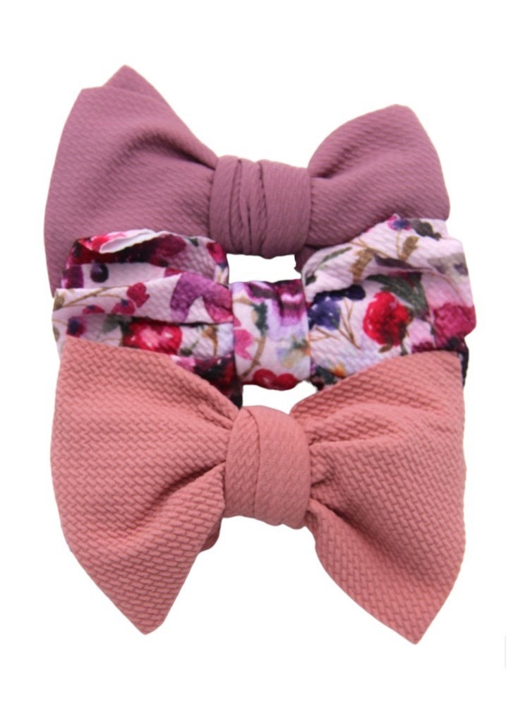 Bambimici - Mira Assorted Big Ribbon Bow Headband for Babies -Purple Floral Print