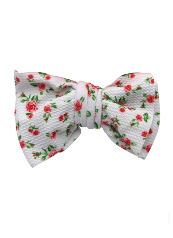 Bambimici - Mira Assorted Big Ribbon Bow Headband for Babies - White Roses Print