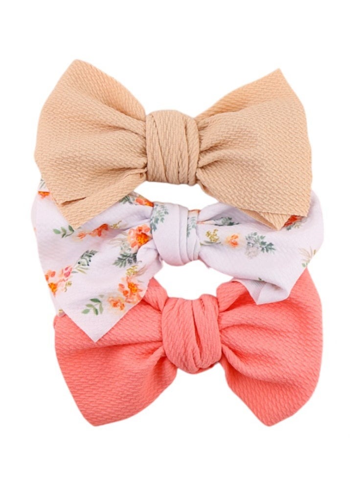 Bambimici - Mira Assorted Big Ribbon Bow Headband for Babies - White Floral Small Print