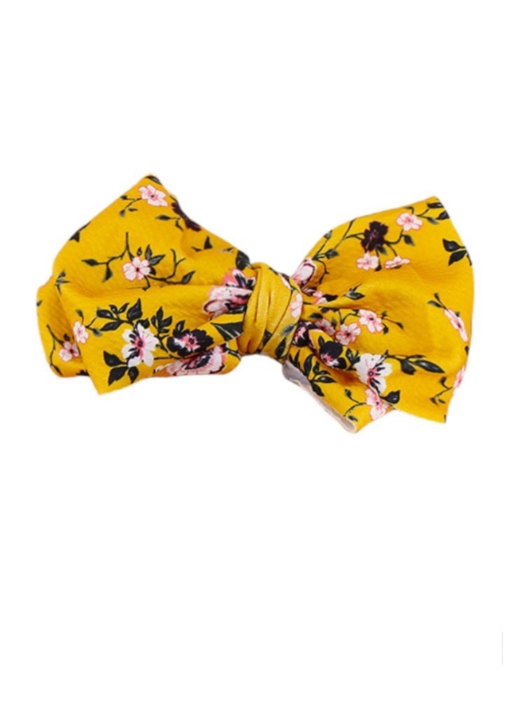 Bambimici - Mira Assorted Big Ribbon Bow Headband for Babies - Yellow Floral Print