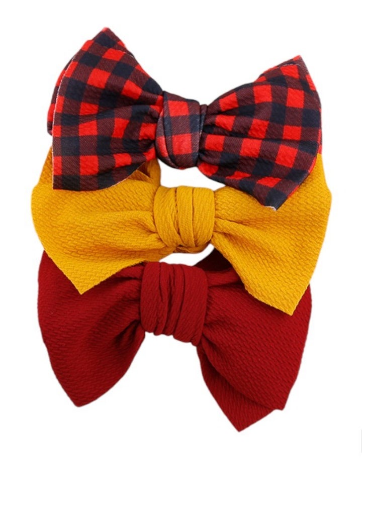 Bambimici - Mira Assorted Big Ribbon Bow Headband for Babies - Multicolor, Mustard Yellow, Red