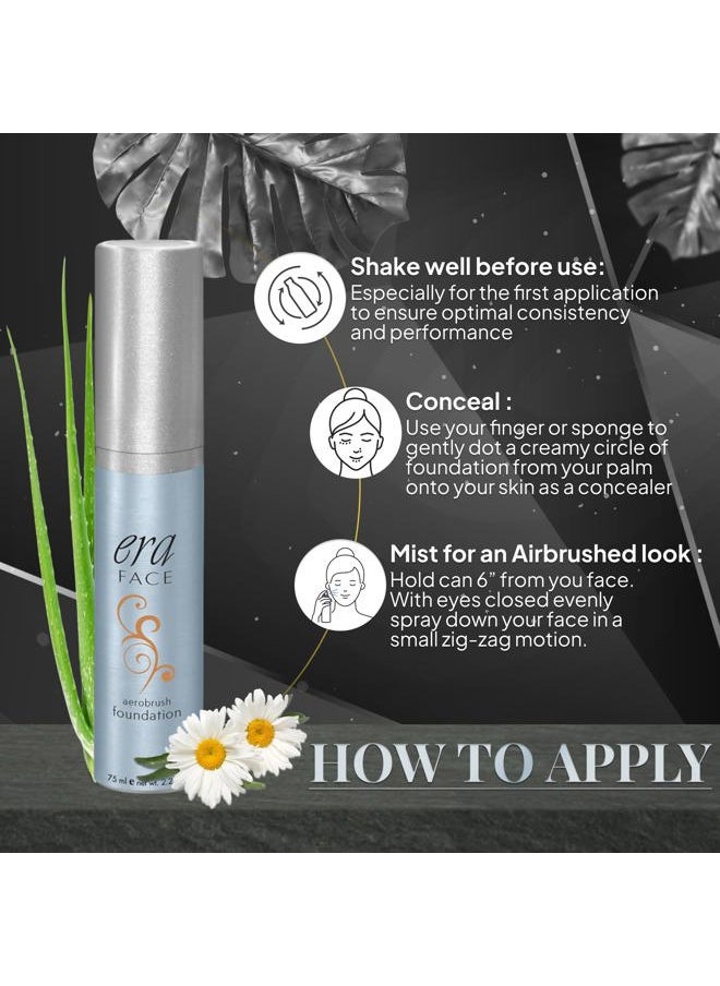 ERA Face spray makeup (R8 Amber, 2.25 oz) - airbrush foundation, everyday, buildable, professional spray on cosmetics by Era Beauty