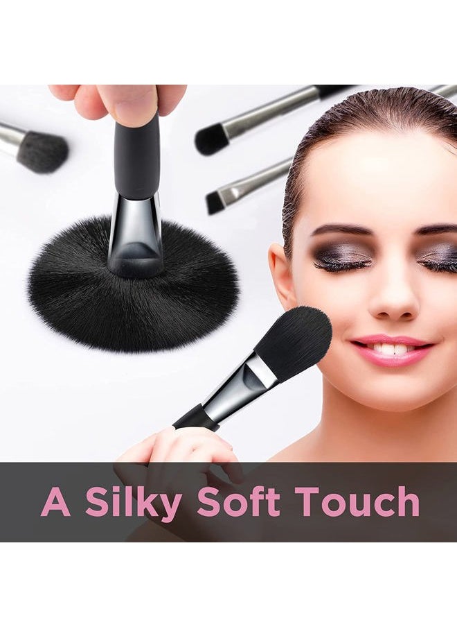 Travel Makeup Brushes Set w/Pouch, 5PCS Double Ended Portable Mini Cosmetic Brushes Kit for Foundation, Eyeshadow, Lip, Blush Make Up Brushes Professional(Black)