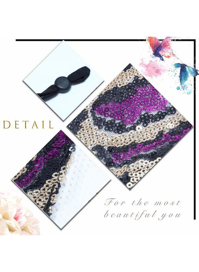 Fashion Sparkly Leopard Sequin Mask Halloween Masquerade Mask Party Ball Nightclub Paillette Face Mask BlingBling Decoration Mask Jewelry for Women and Girls (Purple)